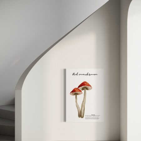 Red Mushrooms, Art Print, Minimalist, Wall Art, Digital Poster