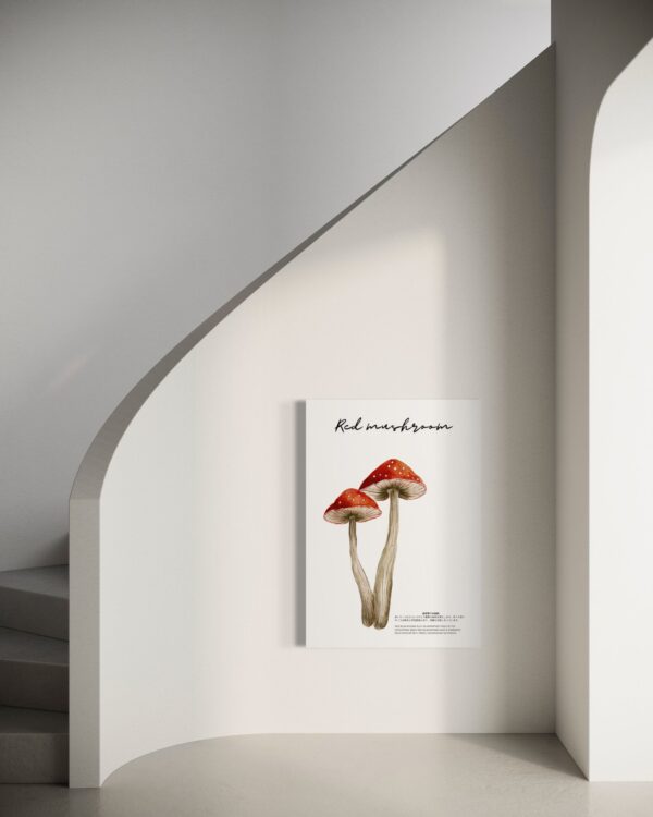 Red Mushrooms, Art Print, Minimalist, Wall Art, Digital Poster