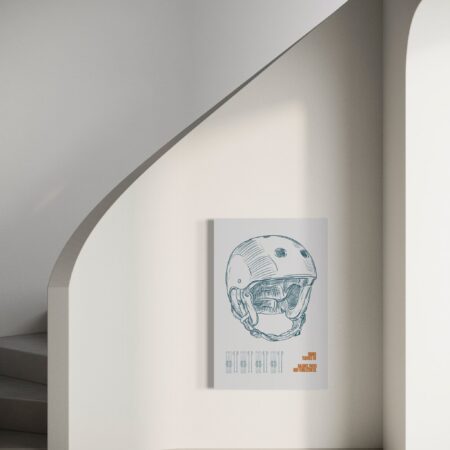 Minimalist digital poster featuring ski gear and motivational quote.